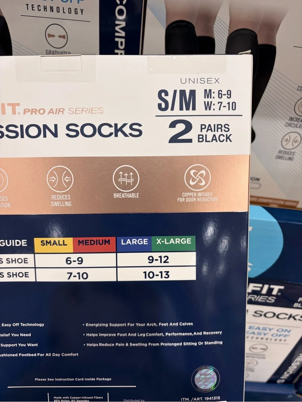 Copper Fit Pro Air Series Compression Socks - Black (2 Pairs)new
